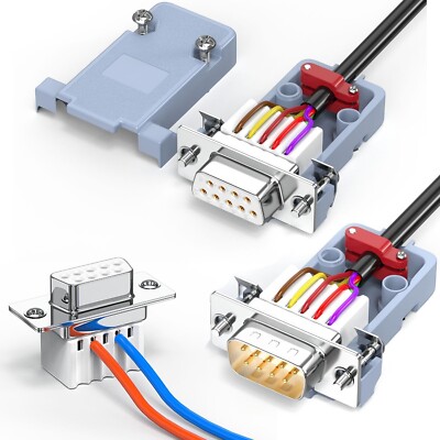 2Pack DB9 Male+Femal Breakout Serial Adapters,Solderless RS232/RS485/RS422 Sc...