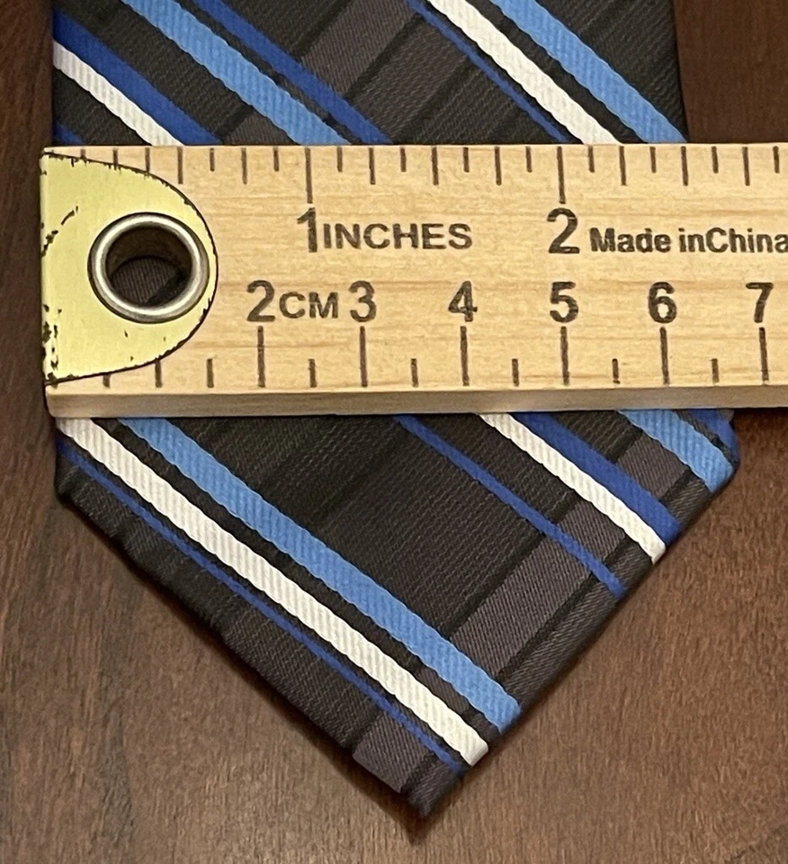 Corbata de cuello para hombre J. Ferrar azul negra 100 % poliéster hecha en China Foto 4 de 4