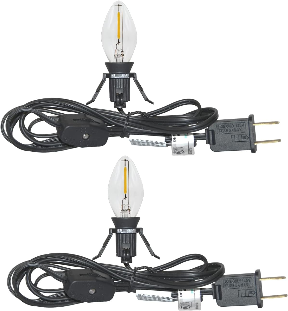 2 Sets 6Ft LED Night Light Cords with Clip and Bulbs
