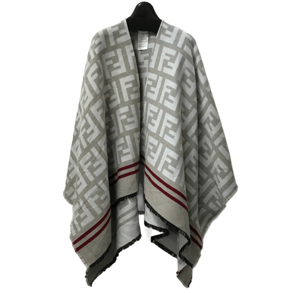 FENDI FXX636 Zucca logo Outerwear Coat Fringe poncho wool