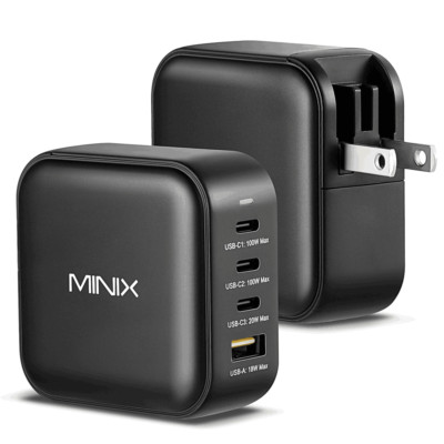 MINIX NEO P3 100W GaN Charger Fast Charger 4 Ports 2USB-C 2USB-A US/EU/UK Plug