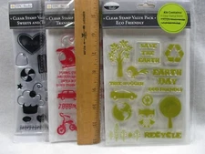 TPC Studio 3 Clear Stamp Sets - Eco Friendly/Transportation/Sweets