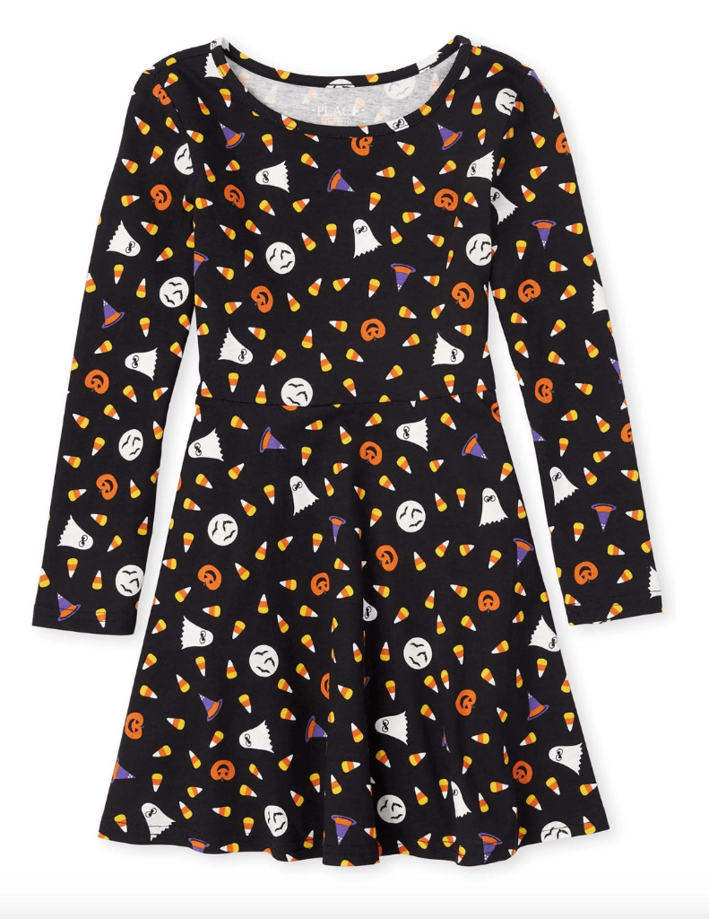 halloween skater dress Orange Halloween Cat Skater Dress