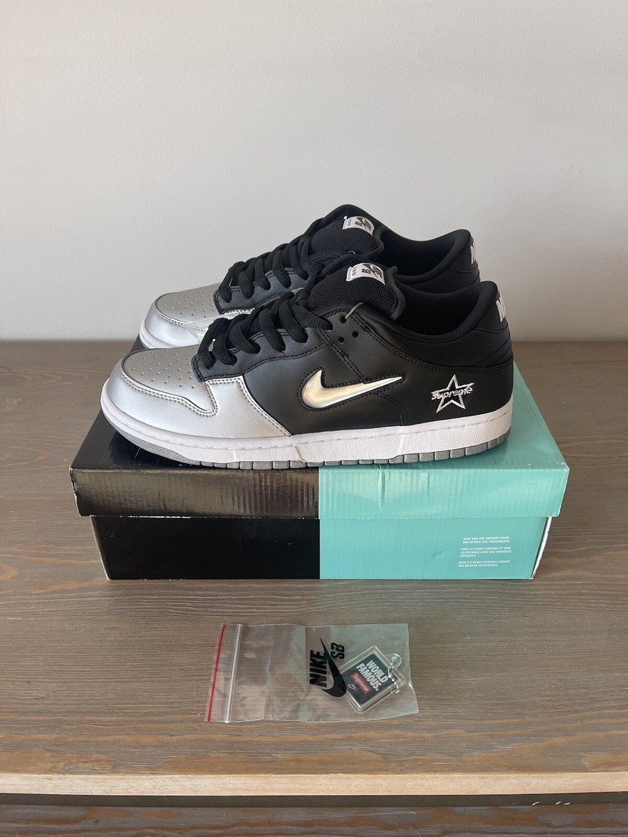 Size 10 - Supreme x Nike Dunk SB QS Low Metallic Silver for sale