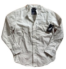 NEW NAUTICA Boys Long Sleeve Button Down Shirt Top Cream sz Small 8