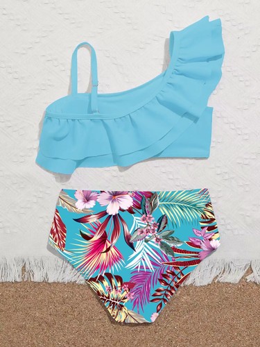 Kids Girls Swimsuit Cross Straps Bathing Suit Casual Vest With Underpants Set - Picture 4 of 19