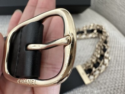 IN BOX 100%Auth CHANEL 19K Interwoven Chain Strands & Black