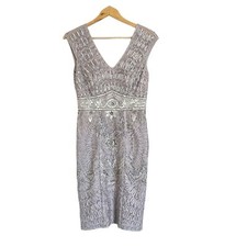 Sue Wong Nocturne V Neck Embellished Sequin Soutache Beaded Cocktail dress sz 4