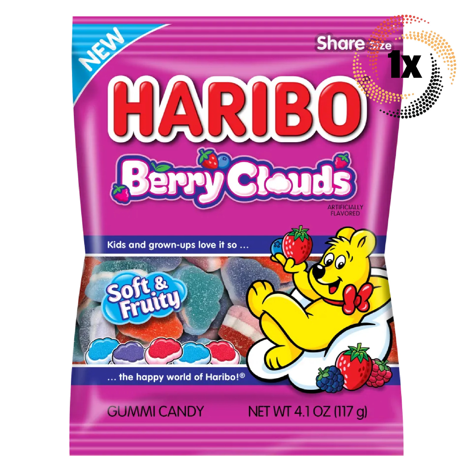 1 Пакетик ягодных конфет Haribo Berry Clouds Ассорти из обезжиренных кусочков мармелада 41 унции 2190₽