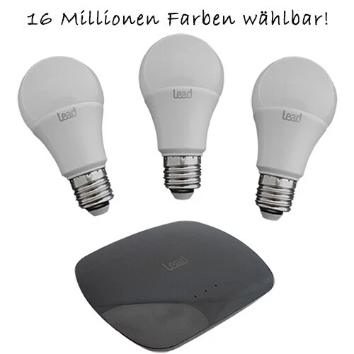 WDC65 3er Set LED Leuchtmittel RGBW Wifi steuerbar E27 Lead Energy 