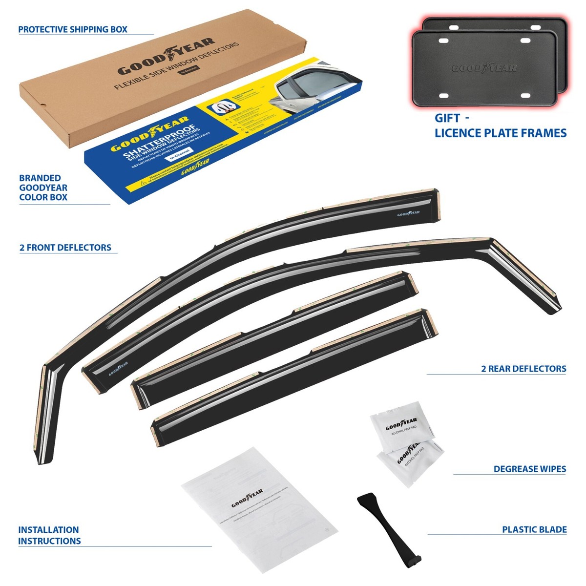 期間限定半額以下 Ranger Goodyear Durable Incredibly ART Shatterproof Ford in-Channel for Window Deflectors for Ford in-Channel Guards Ranger CLIM Rain 2019-2022 SuperCrew Rain Guards Window Visors for Cars Vent Deflector Car Acce