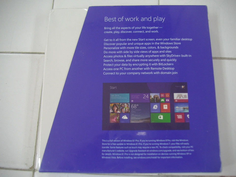 Microsoft Windows 8.1 Pro Full English Version 32 & 64Bit DVD MS SEALED BOX= - Image 3 of 4