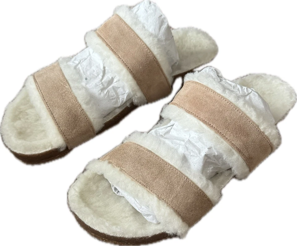 Faux Fur Slides Fuzzy Fluffy Slippers Flat Soft Sandals Open Toe - Image 3 of 4