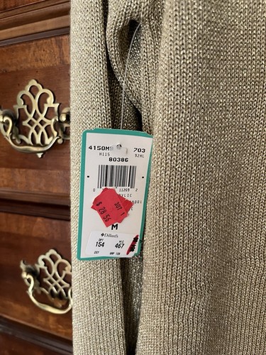 Suéter EVAN PICONE Dorado Metálico NUEVO CON ETIQUETAS NUEVO Hombreras De Colección MEDIANO M - Imagen 4 de 4