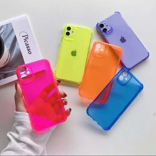 Bright Neon Fluorescent Case for iPhone 13 11 12 Mini PRO Mini Max Plus XS X XR  - Picture 1 of 8