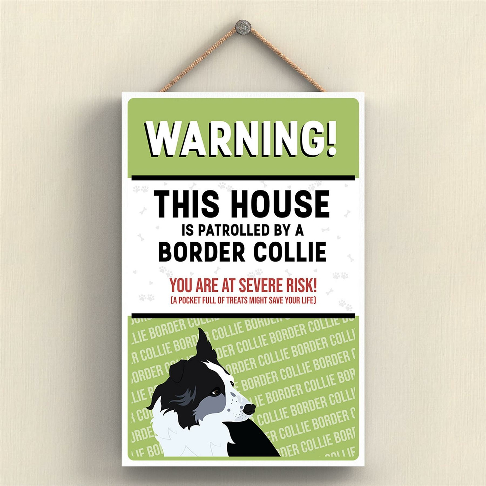BORDER COLLIE THE WORKS OF K PEARSON DOG BREED ILLUSTRATION WOODEN PLAQUE