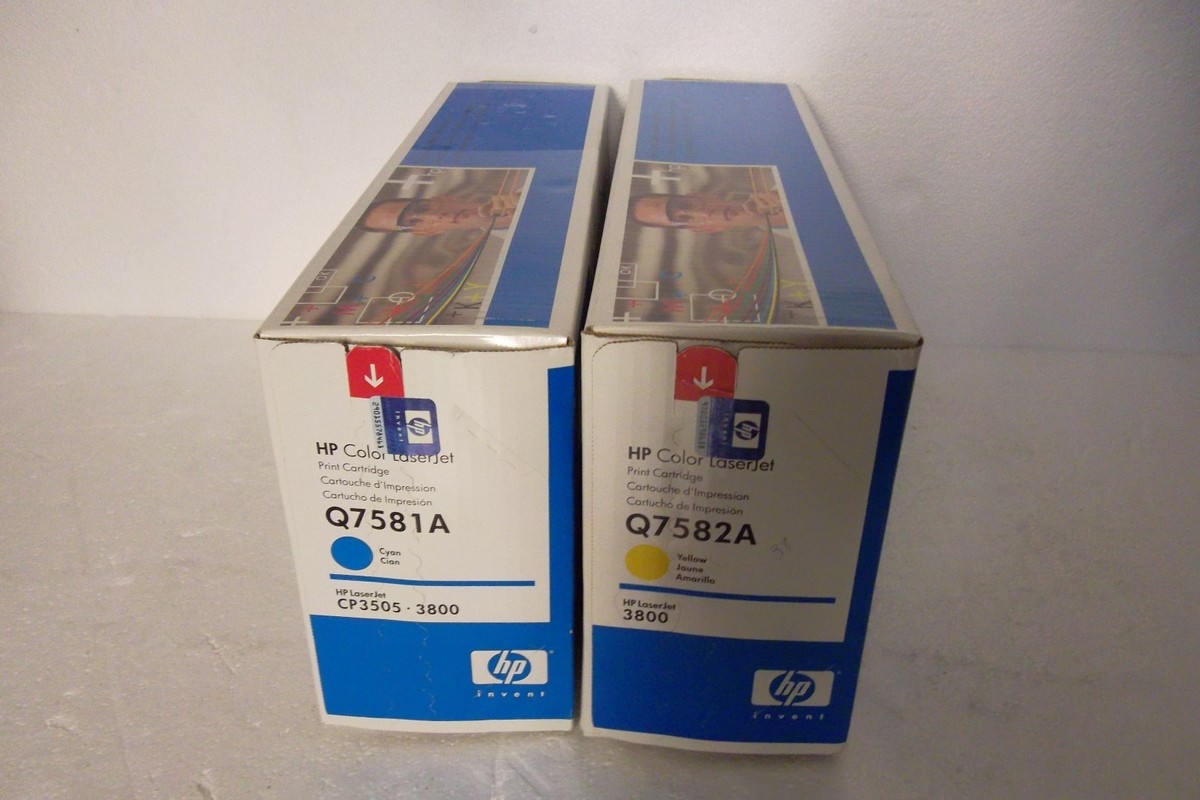 LOT-2 HP Toner Cartridges Cyan Yellow 6K Pages 3800 CP3505 LOT-2 HP Toner Cartridges Cyan Yellow 6K Pages 3800 CP3505
