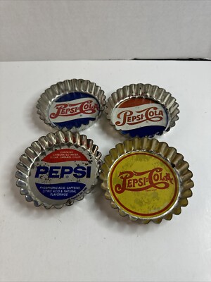 Set of 4 2000 Retro Style Pepsi Bottle Cap Coasters Ashtrays PepsiCo Inc