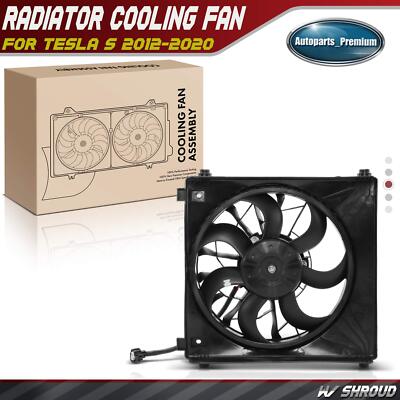 Left Side Engine Radiator Cooling Fan with Shroud Assembly for Tesla S 2012-2020