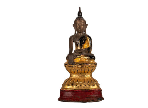 Burma 18. Century Ein Antique Burmesischer Gold-Plated Bronze Buddha IN Shan - Picture 1 of 10