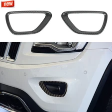 Carbon Fiber Front Fog Light Cover Lamp Frame Trim For Jeep Grand Cherokee 2014+