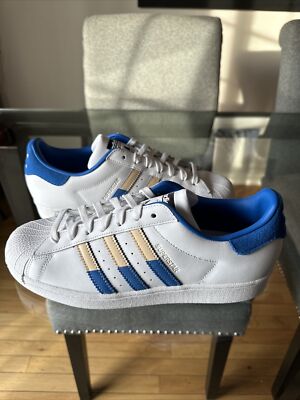 Size 10 - adidas Superstar Low White Royal Sand | eBay