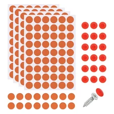 216Pcs Screw Hole Stickers and 200Pcs 12x3.5mm Screw Cover Caps, Bright Red
