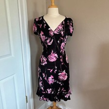 VTG 90s Y2K My Michelle Black  Pink Floral Whimsigoth Dress Women  s Large