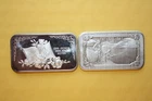 2 - 1 oz Silver Bars 1973 Mothers Day and 1973 Fathers Day - .999 Silver