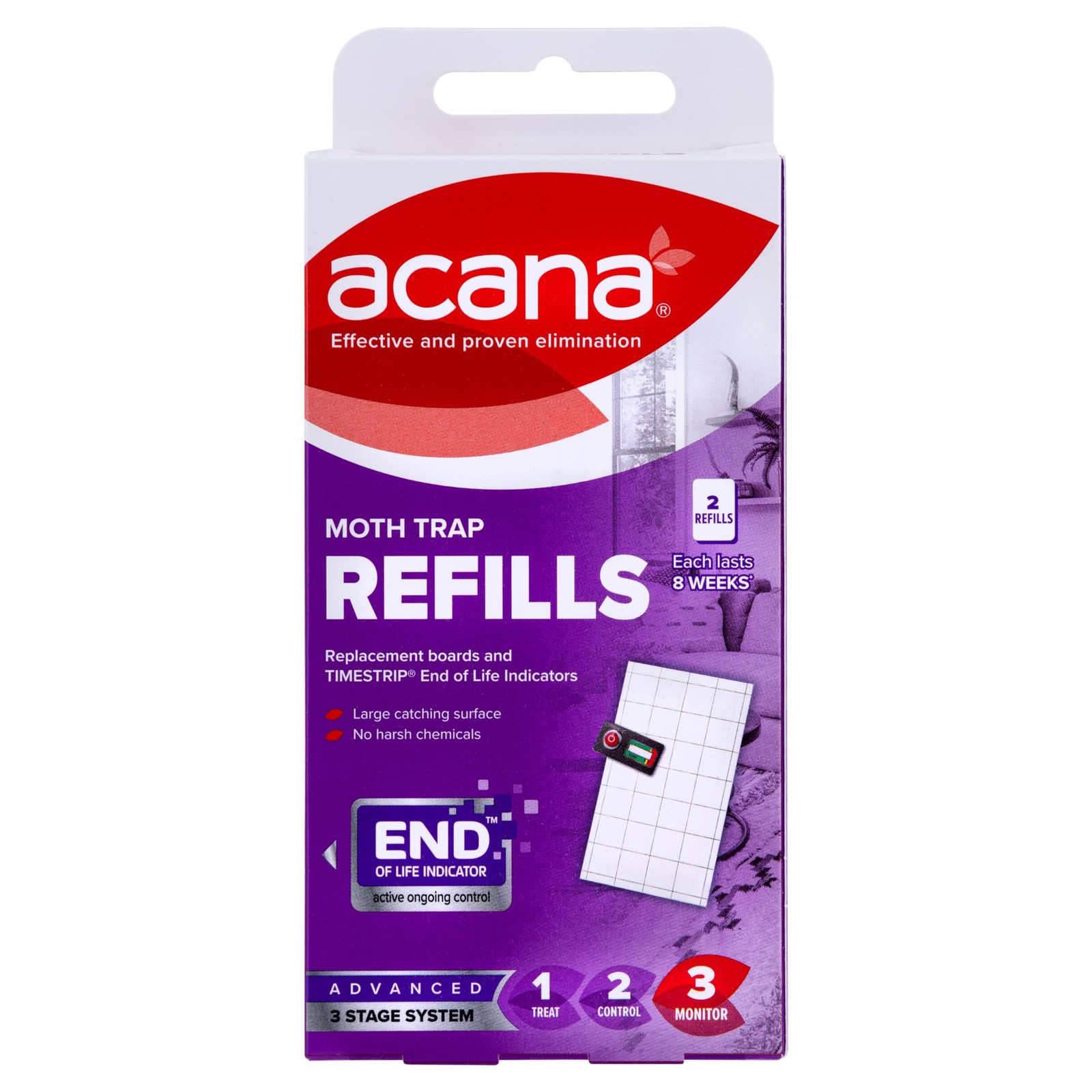 Acana Clothes Moth Trap Refills 2 Pack – Chemical-Free Pheromone Sticky Boards - Image 2