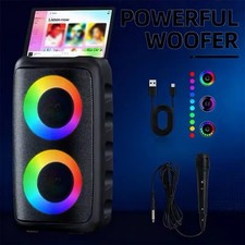 Kinglucky Portable Speaker LED Light Show, Black, 11.5in, 3.5mm Aux Input