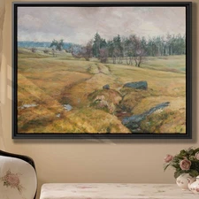 Landscape Oil Painting Canvas Print Rustic Wall Art Rural Decor Vintage Artwork