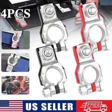 2 Pairs Top Post Battery Cable End Terminals Positive Negative Heavy Duty Clamps