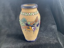 Vintage Amphora Pottery Campina HUMMINGBIRD Art Deco VASE Enamel 6 inch VGC