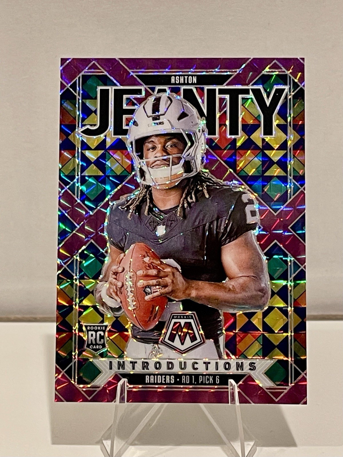 2025 Mosaic Ashton Jeanty Rookie Introduction Purple Prizm /49 Raiders RC