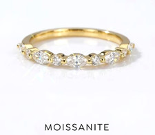 925 Sterling Silver Moissanite Ring Half Eternity Sparkly Minimalist Dainty Band