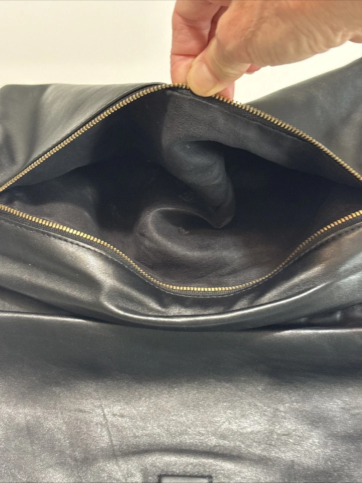 Tory Burch Reva Black Leather Clutch Gold - Image 4 of 4