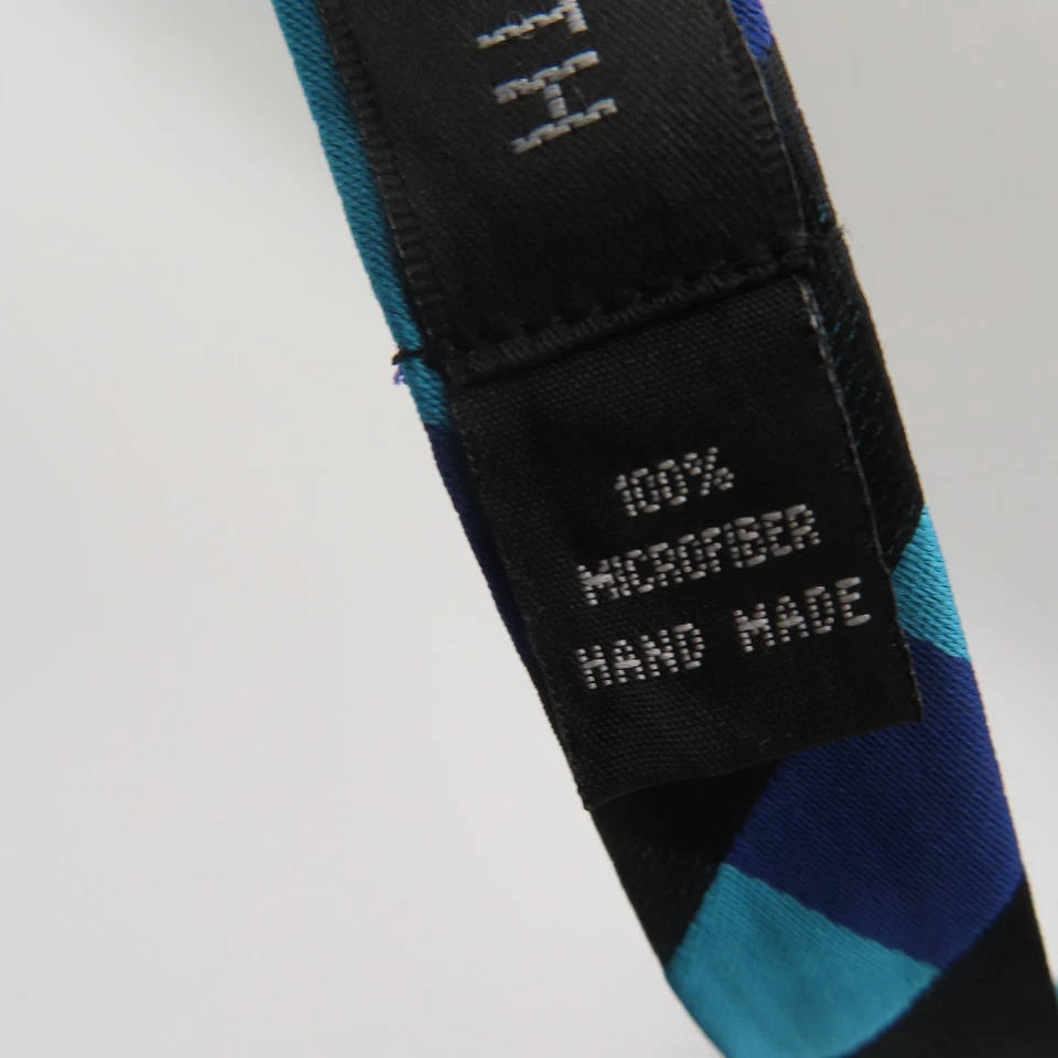 Pajarita Dan Smith azul negro púrpura a cuadros 2,5" de ancho autocorbata poliéster Foto 3 de 3