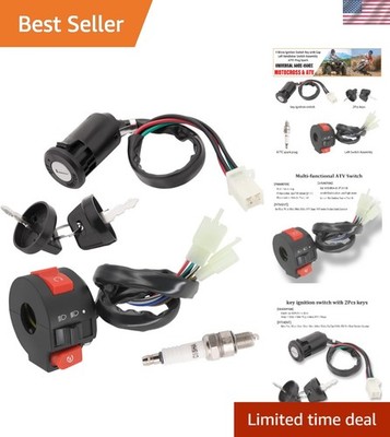 4 Wires Ignition Switch Key with Cap+3 Function Left Starter Switch Assembly ...