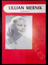 Vintage Lillian Mernik Contralto Ephemera Concert Program Art