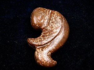 Old Nephrite Jade Stone Carved HongShan Culture Ancient Man Crouching #01242206