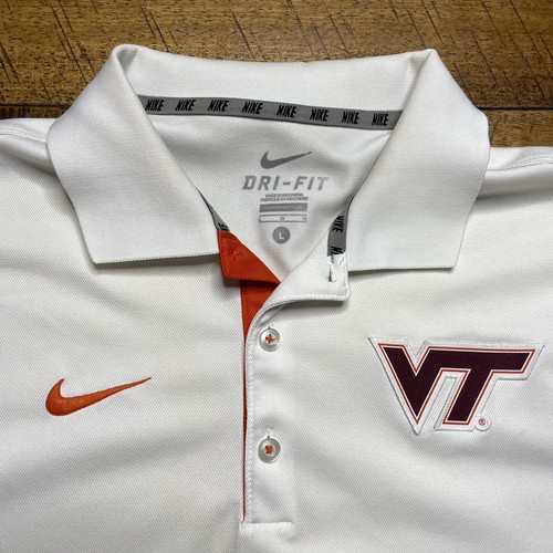 Weißes Nike Dri-Fit Virginia Tech Hokies VT Poloshirt Herren Größe L Large - Bild 2 von 5