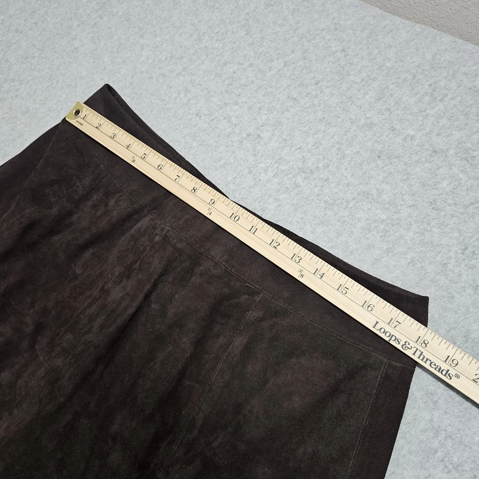 Falda Eileen Fisher Gamuza Cabra Marrón Chocolate Forrada Grande Foto 3 de 4