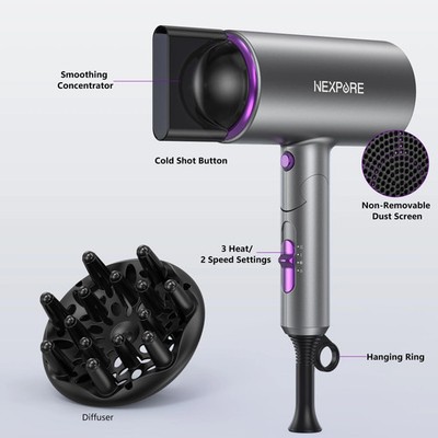 Neckle RAY セリュタリュン 美容デバイス NEXPURE RCY-7004 2000W Professional Ionic Hair Dryer - Purple | eBay
