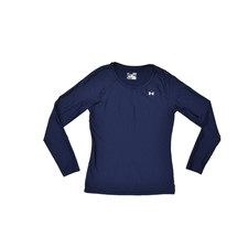 Under Armour HeatGear Women's Small Navy Blue Long Sleeve Fitted Crew Neck Athle