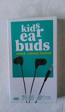 GEMS Kids Ear Buds BLACK Wired  Volume Limited / Ages 6 