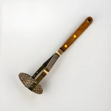 Vintage Robinson Stainless USA Potato/Vegetable Masher Riveted Wood Handle 9 In.