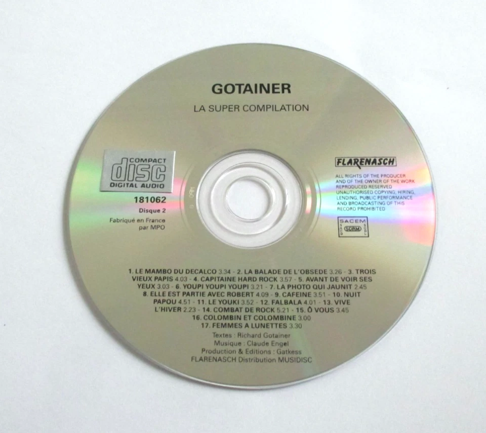 RICHARD GOTAINER - RARE CD X 2 "LA SUPER DOUBLE COMPILATION" - Photo 4/4