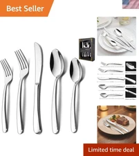 Complete 60-Pc Flatware Set - Dishwasher Safe Stainless Steel for Modern Tables