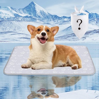 Dog & Cat Cooling Mat with Bandana - Pet Cooling Pad & Pet Scarf Set for Summ...